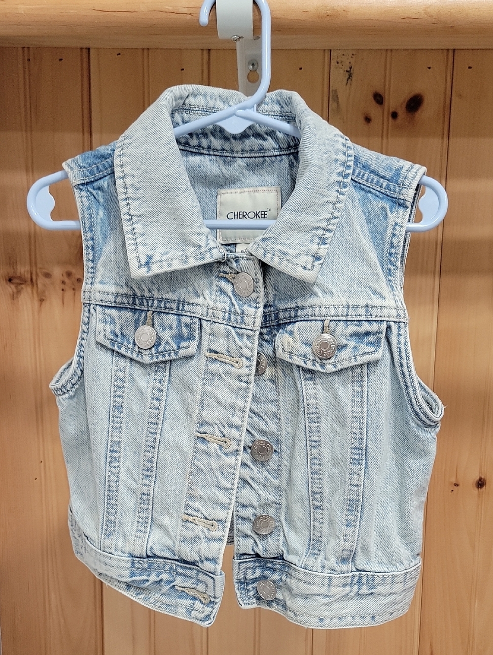 Cherokee Light Blue Washed Denim Vest